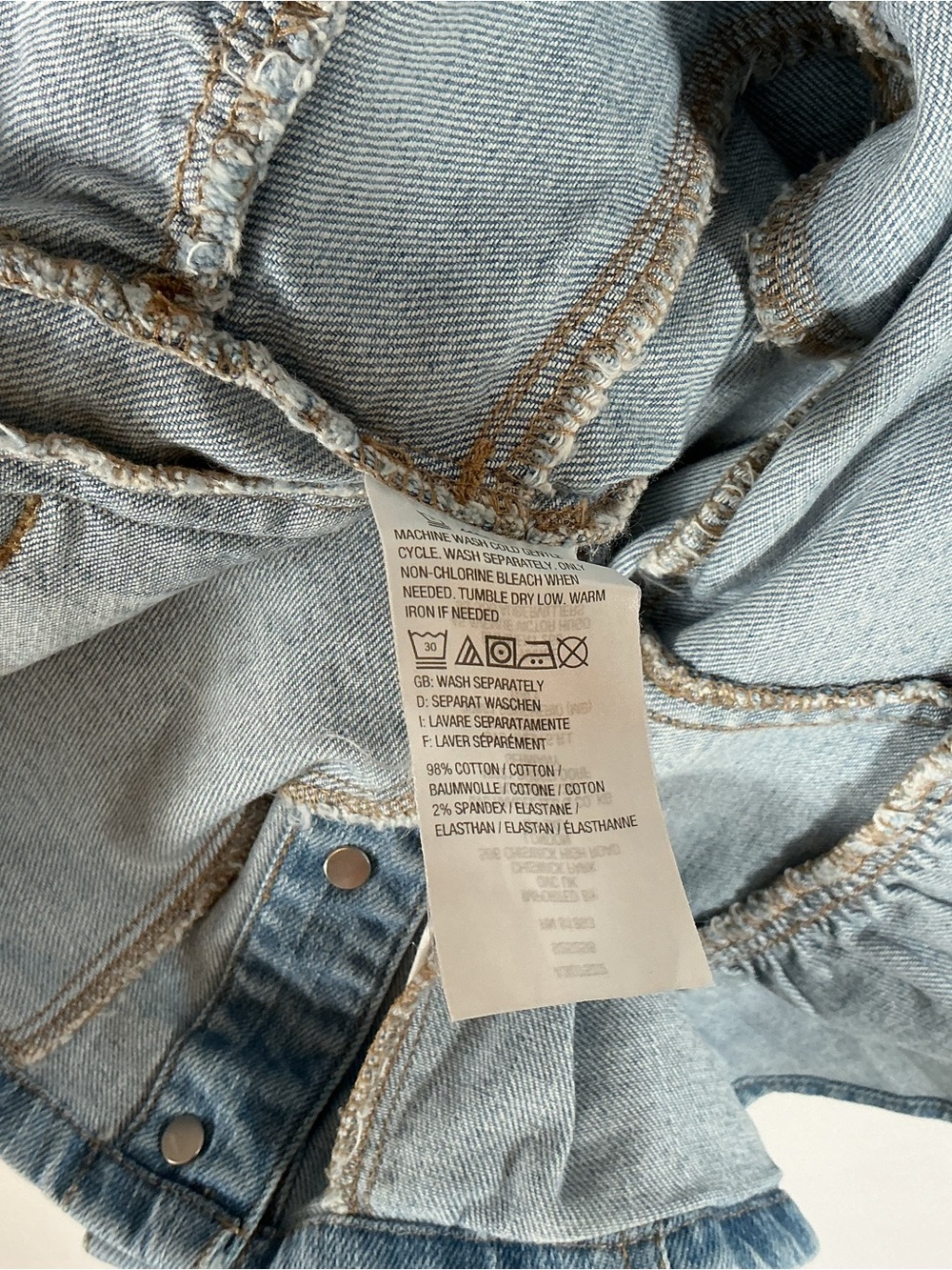 Du Jour Classic Light Blue Denim Jacket with Layered Hem - Picture 3 of 7